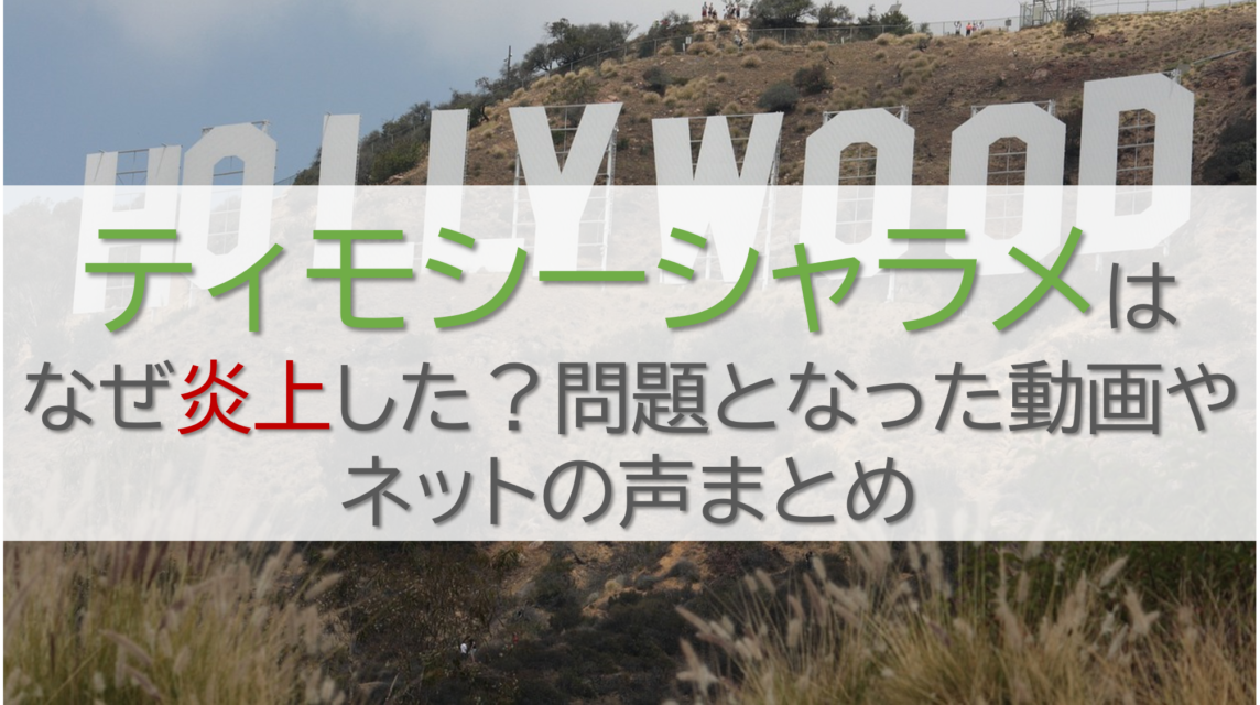 ティモシーシャラメはなぜ炎上した？問題となった動画やネットの声まとめ